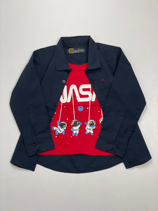 Navy Blue And Red DoubleShirt