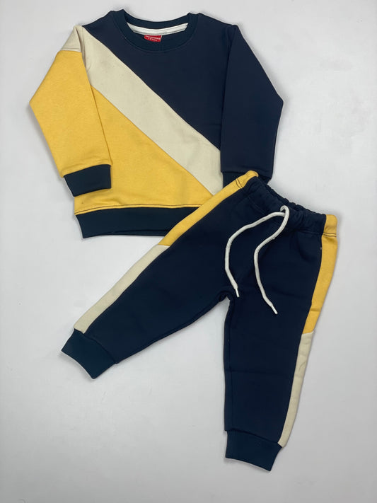 Black White Yellow Pannel Tracksuit