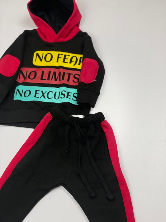 Black And Red No Excuse No Limts  Black Hoodie Tracksuit