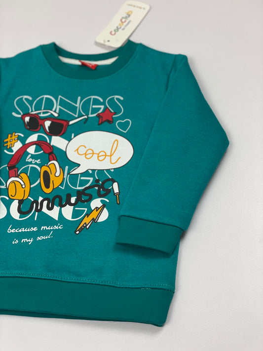 Blue Green Song Strip Sweatshirt