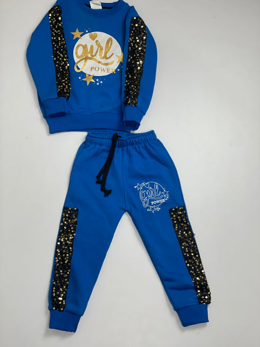 Blue Girl Power Sequence Tracksuit