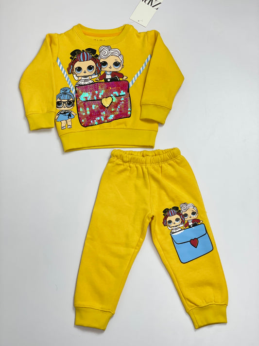 Yellow 3 Doll Sequence Tracksuit