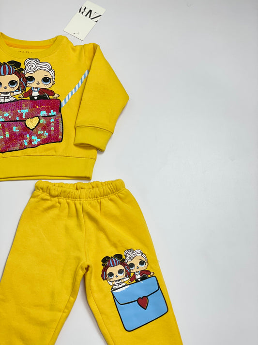 Yellow 3 Doll Sequence Tracksuit