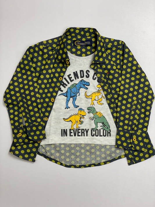 Black And Yellow Dinosaur Double Shirt