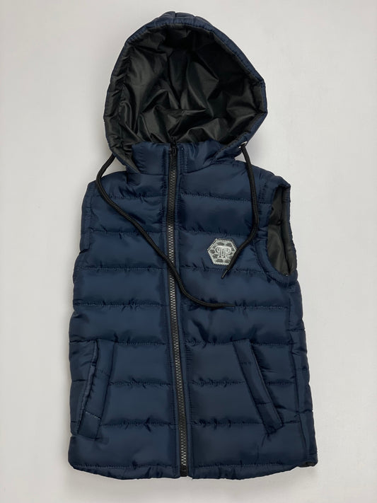 Blue Sleeveless Puffer Jacket