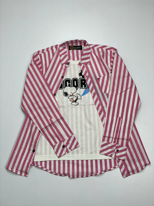 Pink And White Lining  Double Shirt