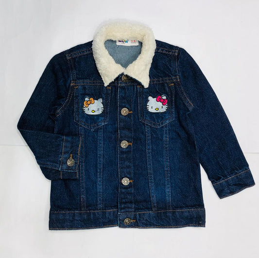 Dark Blue Kitty Denim Jacket