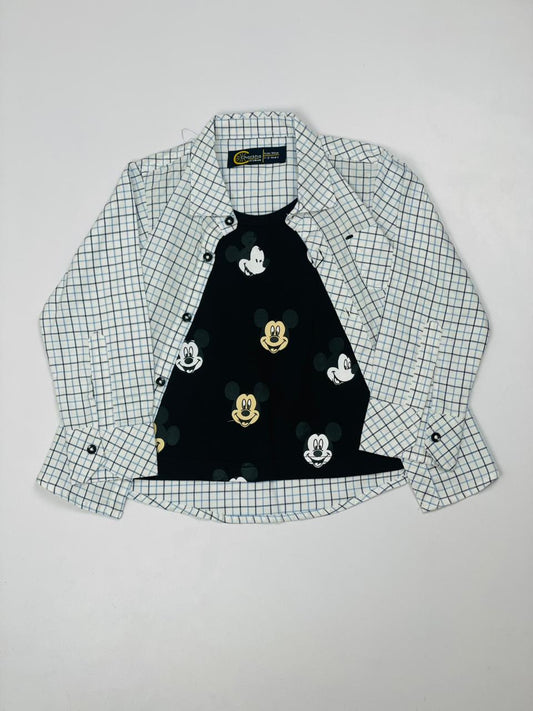 Grey Check Double Micky Mouse Shirt